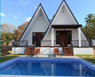 Modern A-frame villa with pool