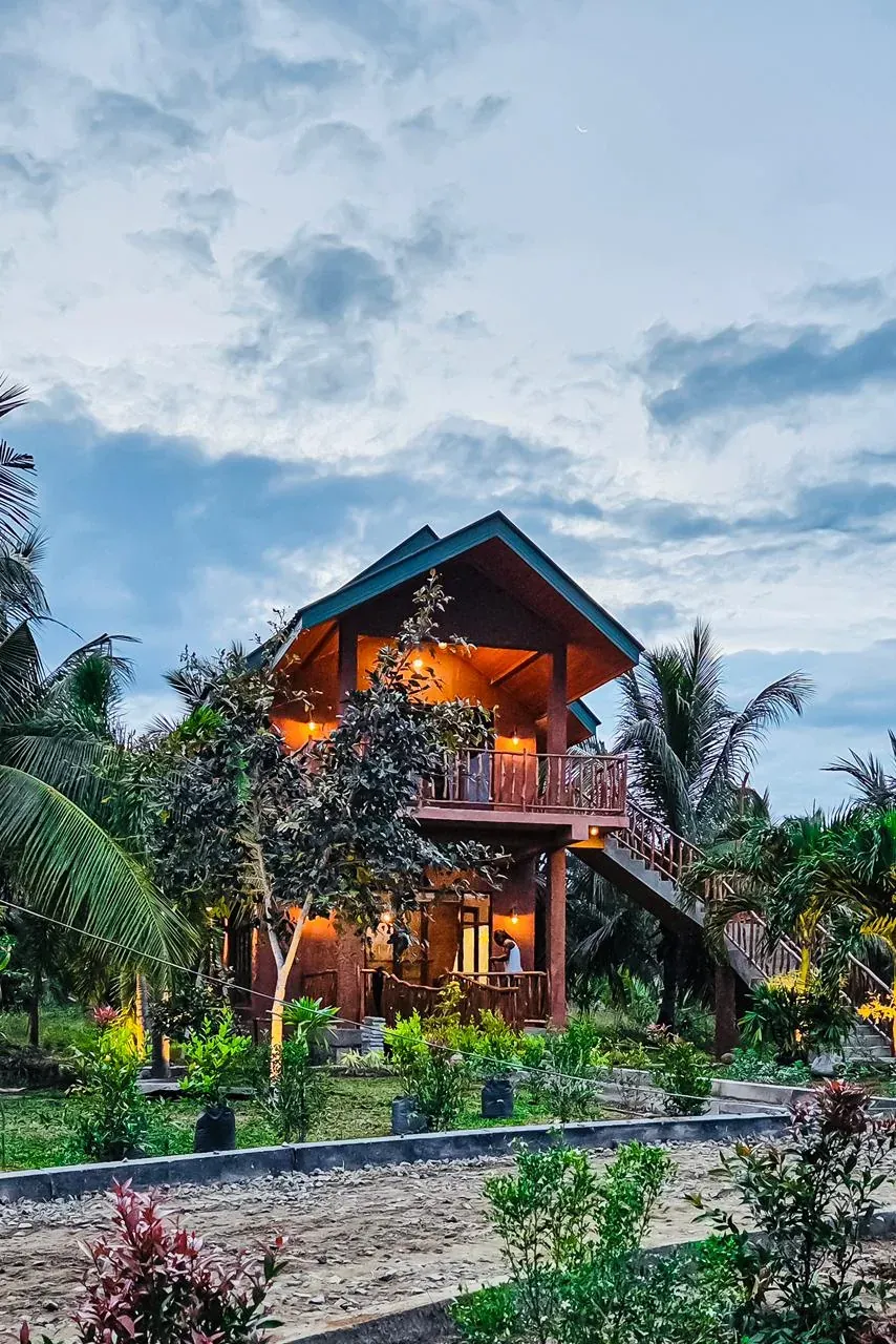 Elevated villa surrounded by greenery